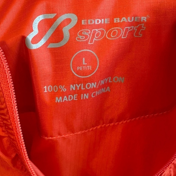 Eddie Bauer Sport Orange/Gray Lightweight Active Windbreaker Rain Jacket Sz PL - Picture 8 of 10